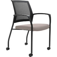 urbin 4 leg mesh back armchair castors black frame petal seat
