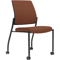 urbin 4 leg chair castors black frame brick seat and inner back