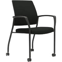 urbin 4 leg armchair castors black frame onyx seat and inner back