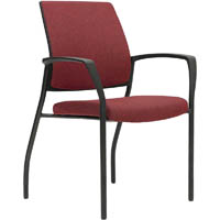 urbin 4 leg armchair glides black frame pomegranite seat and inner back