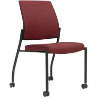 urbin 4 leg chair castors black frame pomegranite seat inner and outer back