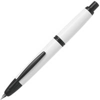pilot capless black accent fountain pen white barrel fine nib black ink