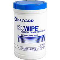 halyard isowipe hospital grade disinfectant bactericidal wipes tub 75