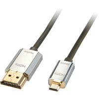 lindy 41678 cromo line slim hdmi to micro hdmi cable with ethernet 3m black