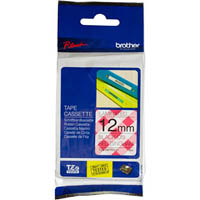 brother tze-mprg31 labelling tape 12mm black on red gingham