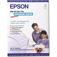 epson iron-on transfers paper a4 124gsm white pack 10