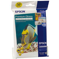 epson s041729 premium glossy photo paper 152 x 102mm white pack 50