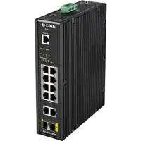 d-link dis-200g-12psw 12-port gigabit industrial smart managed poe switch with 10 1000base-t (8 poe+) ports and 2 sfp ports