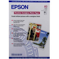 epson s041334 premium semigloss photo paper 250gsm a3 white pack 20
