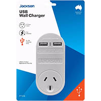 jackson charger mains power outlet 2 x usb-a white