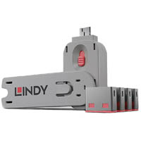 lindy 40450 usb port blocker with key pack 4 pink