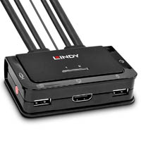lindy 42345 audio cable 2 port hdmi 2.0, usb 2.0 and kvm switch black