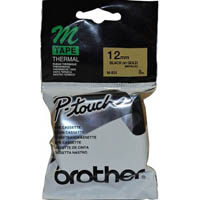 brother m-831 non laminated labelling tape 12mm black on gold
