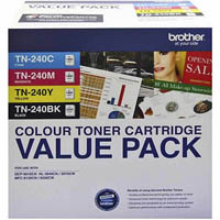 brother tn240 toner cartridge value pack black/cyan/magenta/yellow