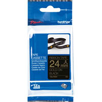 brother tze-r354 ribbon tape 24mm gold on black