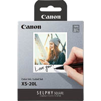 canon xs-20l selphy square colour ink/label set 20 sheets