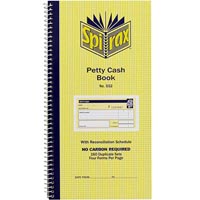 spirax 552 petty cash book carbonless 160 page 279 x 144mm