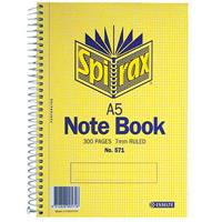 spirax 571 notebook 7mm ruled spiral bound side open 300 page a5