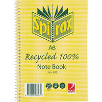 spirax 813 notebook 7mm ruled 100% recycled cardboard cover spiral bound a6 100 page