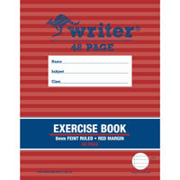 writer exercise book feint ruled 8mm 60gsm 48 page 225 x 175mm