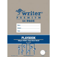 writer premium playbook 18mm plain/ruled 100gsm 64 page 330 x 240mm ropes