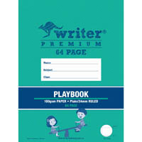 writer premium playbook 24mm plain/ruled 100gsm 64 page 330 x 240mm see-saw