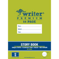 writer premium story book qld ruling year 1 plain / ruled 24mm 100gsm 64 page 330 x 240mm pineapple