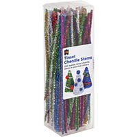 educational colours chenille stems 300mm assorted tinsel pack 200