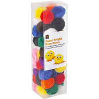educational colours pom poms 50mm bright assorted pack 50