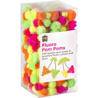 educational colours pom poms fluoro assorted pack 300