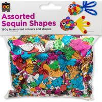 educational colours sequins assorted shapes 150g
