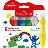 faber-castell little creatives jumbo squeezing paint brush assorted pack 6
