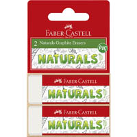 faber-castell naturals pencil eraser large white pack 2