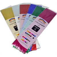rainbow crepe paper foil 500mm x 1m assorted pack 6
