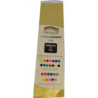 rainbow crepe paper foil 500mm x 1m gold