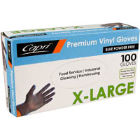 capri vinyl glove powder free blue extra large pack 100