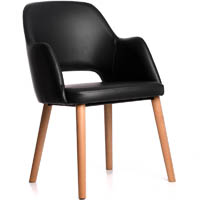 durafurn sorbet arm chair trojan oak legs black vinyl seat