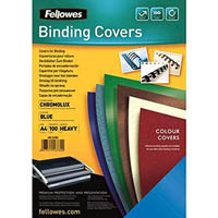 fellowes chromolux binding cover gloss 250gsm a4 blue pack 100