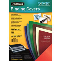 fellowes chromolux binding cover gloss 250gsm a4 red pack 100