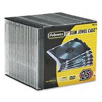 fellowes cd jewel case slimline black pack 25