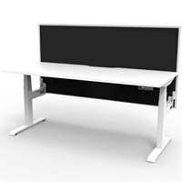 rapidline boost plus height adjustable single sided workstation with screen 1500 x 750mm natural white top / white frame / blac