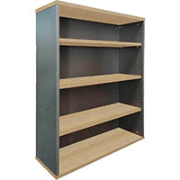 rapid worker bookcase 3 shelf 900 x 315 x 1200mm oak/ironstone