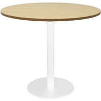 rapidline round table disc base 900mm natural oak/white