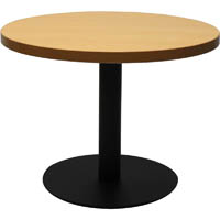 rapidline circular coffee table 600 x 425mm beech coloured table top / black powder coat base