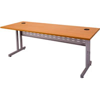 rapid span c leg desk with metal modesty panel 1500 x 700mm beech/silver