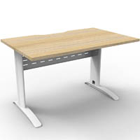 deluxe rapid span straight desk with metal modesty panel 1200 x 750 x 730mm white/natural oak
