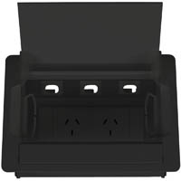 rapidline table surface mounted service box 2-gpo black powercoat