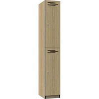rapidline melamine locker 2 door 1850 x 305 x 455mm natural oak/black edging