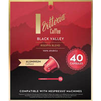 vittoria nespresso compatible coffee capsule black valley pack 40