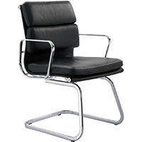 manta visitor chair cantilever base medium back arms leather black